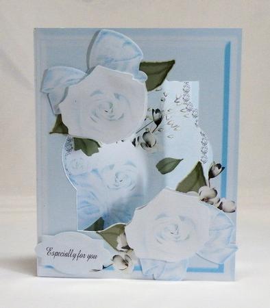 Through My Window Double 3D Pic Soft Blue Roses by Hazel Pepper