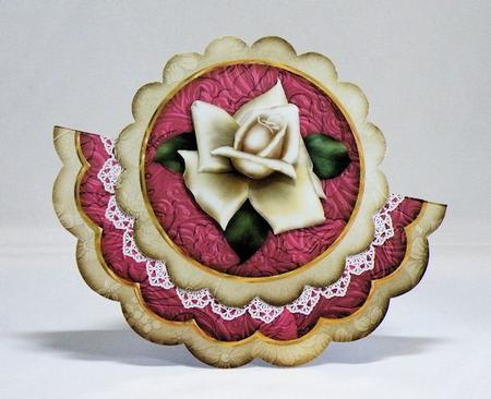 Cream Hot Pink Rose for You Mom - Scallop Edge Wobble Card by Hazel Pepper