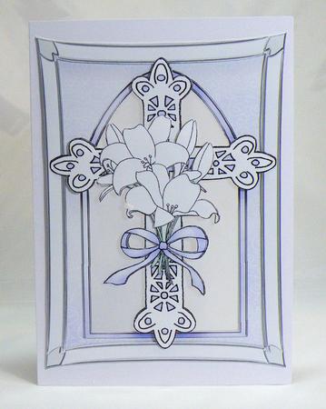 A4 Cross with Lillies by Hazel Pepper