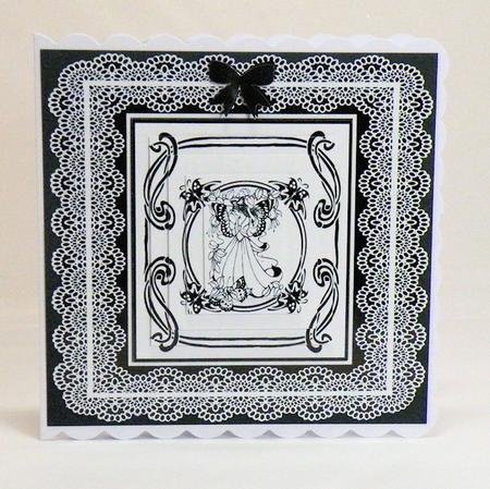 Art Nouveau Butterfly Fairy Lace Card Front with Pyramid by Hazel Pepper