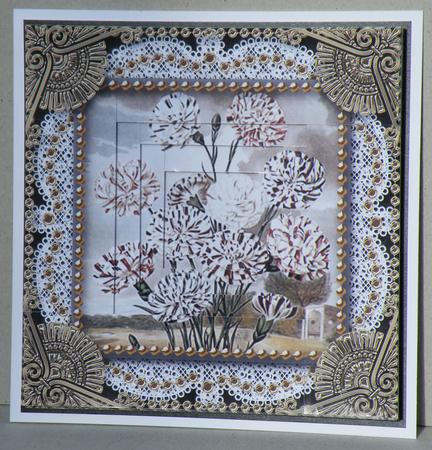 Black Carnations Spiral Edge Stacker 8x8inch Card Front Kit by Hazel Pepper