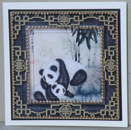Oriental Pandas Spiral Edge Stacker Card Front by Hazel Pepper