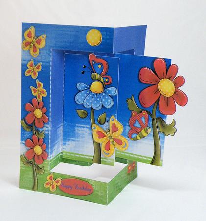 W Fold Bright and Cheery Easy Card by Hazel Pepper