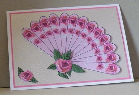 Roses and Pearls Dried Image Rose Floral Fan Design Sheet by Hazel Pepper