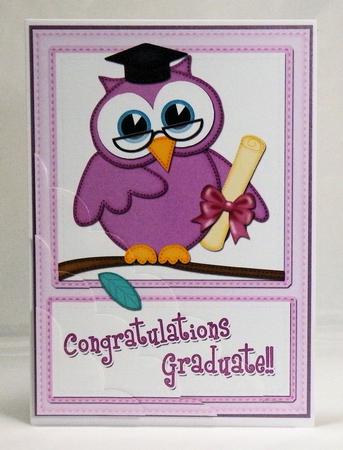 A5 Wise Owl Congratulations Graduate Felties Scallop Corner by Hazel Pepper