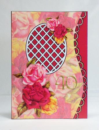 Scalloped S Edged Card - Rose Medley "40" by Hazel Pepper