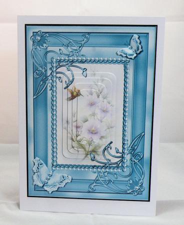 Humming Bird Flowers in Aqua Flutter Frame Pyramid by Hazel Pepper