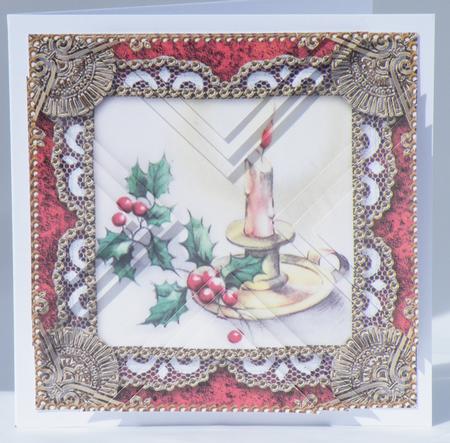 Christmas Candles 2a Vintage Lace Mini 4in Triangle Stacker by Hazel Pepper