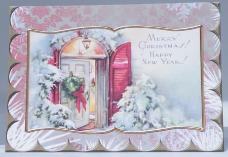 Christmas Snow Door Scallop Edge Book Card by Hazel Pepper