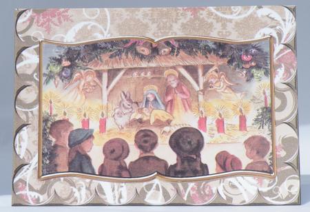 Christmas Nativity Scallop Edge Book Card by Hazel Pepper