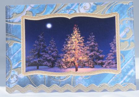 Christmas Tree Lights Wavy Edge Book Card by Hazel Pepper