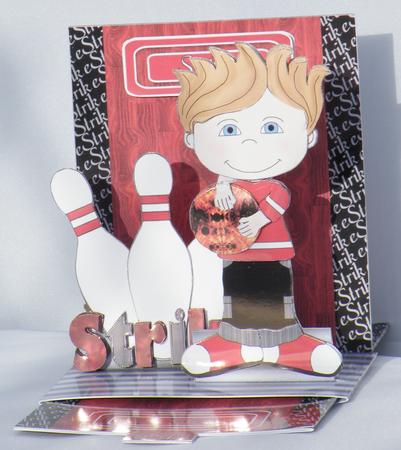 Bowling Boy Red Pop-up Slider Card Kit by Hazel Pepper