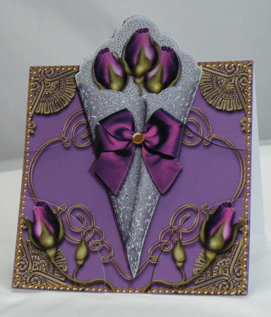 Metallic Purple Rose Bouquet Over the Edge Card with Stacker by Hazel Pepper