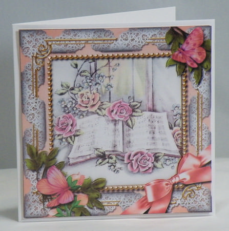 Songbook Butterfly Ornate Square Card Front and Frame by Hazel Pepper