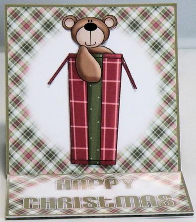 Wrapped Up Christmas Teddy 5 Minute Easel Card by Hazel Pepper