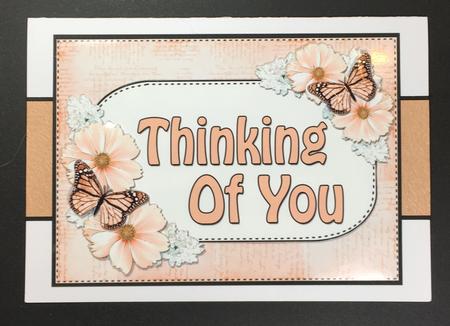 5x7 Thinking of You Flowers & Butterflies 3D Decoupage by Hazel Pepper