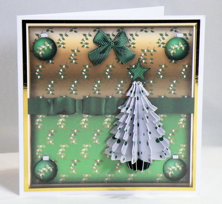 3D Christmas Tree in Green and White with Card Front by Hazel Pepper
