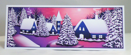 Sunset Over the Snow Large Dl Card Front with Decoupage by Hazel Pepper