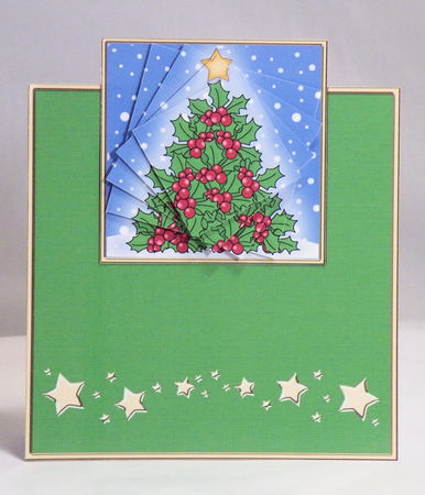 Xmas Holly Tree Easy Over the Edge Card N Spiral Pyramid by Hazel Pepper