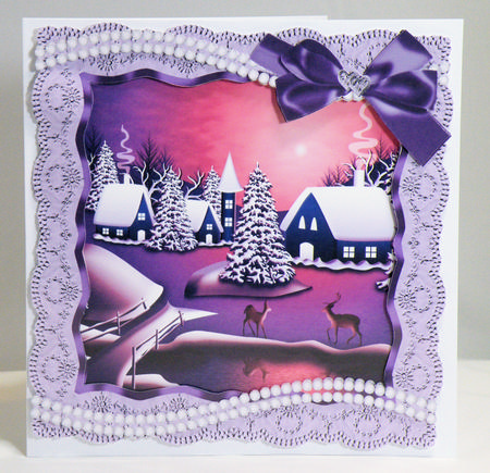 Sunset Over the Snow with Lace Frame 8x8 Topper by Hazel Pepper