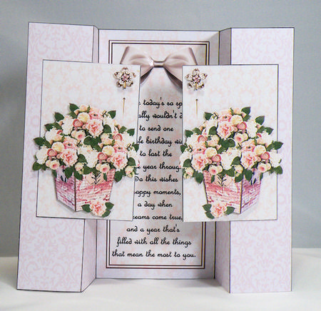 Pink Flowers for Your Birthday Double Fold Back by Hazel Pepper