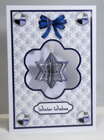 3D Silver Christmas Star Dangler Embellishment and Card by Hazel Pepper