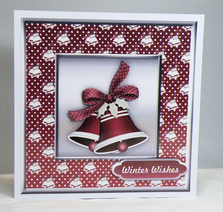 Christmas Bells in Red Large Square Card Front N Decoupage by Hazel Pepper