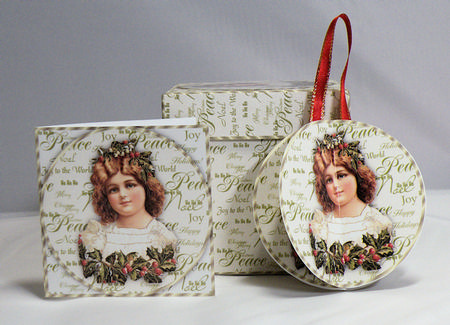Christmas Girl & Holly 3D Bauble & Gift Box Kit by Hazel Pepper