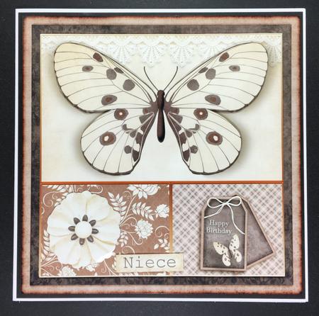 Cardtopper Butterly Themed Creme Brown 778 by Hazel Pepper