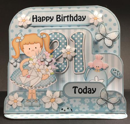 3D Liz's Flowers 21st Birthday Girlz Pop Up Age Card Kit by Hazel Pepper
