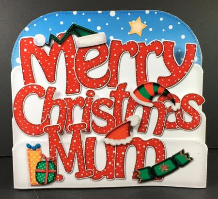 Merry Christmas Mum Xmas Hats Pop Out Xmas Word Card by Hazel Pepper
