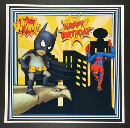Super Heroes at Battle in the Night City 8x8 by Hazel Pepper
