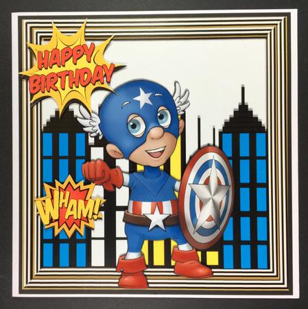 Super Hero! Super Boy! with His Shield in the City 8x8 by Hazel Pepper
