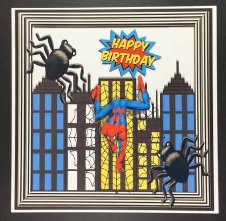 Spider Hero with Web and Black Spiders 8x8 by Hazel Pepper