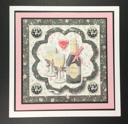 Always & Forever Champagne Bottle Wedding Card Front by Hazel Pepper