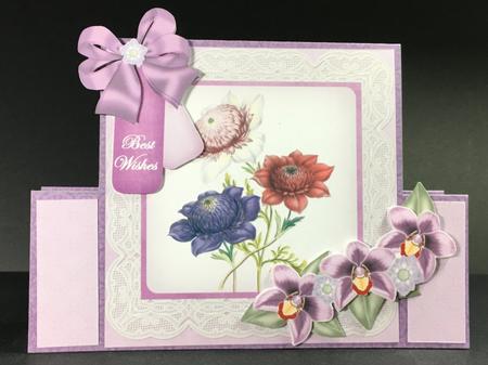 Floral Trio Best Wishes Folded Stand-up Card Mini Kit by Hazel Pepper