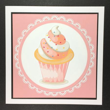 Cupcake Card Front Pink by Hazel Pepper