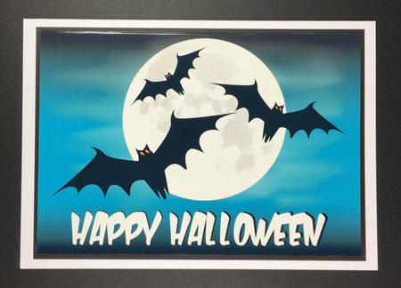 Bats & Full Moon Halloween Card Front / Topper by Hazel Pepper