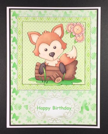 Green Fox Birthday Card Front by Hazel Pepper