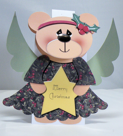 Christmas Greeting Angel Bear Flip-up Card by Hazel Pepper