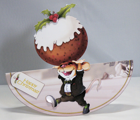 Christmas Pudding Mouse Wobble Card. by Hazel Pepper