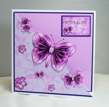 Purple Butterflies Diagonal Over the Edge by Hazel Pepper