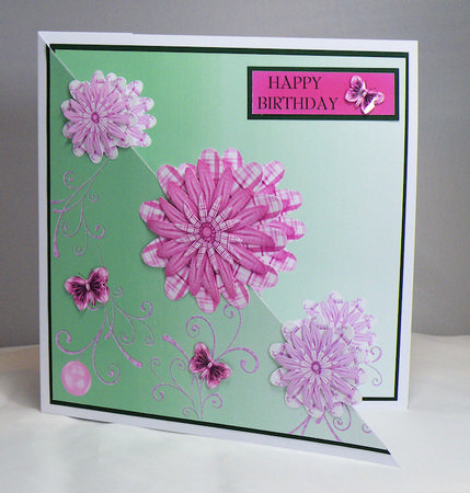 Pink and Green Flowers Diagonal Over the Edge by Hazel Pepper