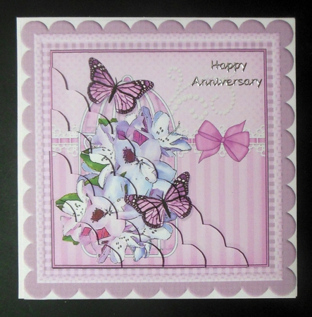 Pretty Flowers & Butterfly Birdcage Scalloped Corner Stacker by Hazel Sumner