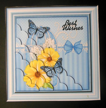 Pretty Flowers & Butterfly Birdcage Scalloped Corner Stacker by Hazel Sumner