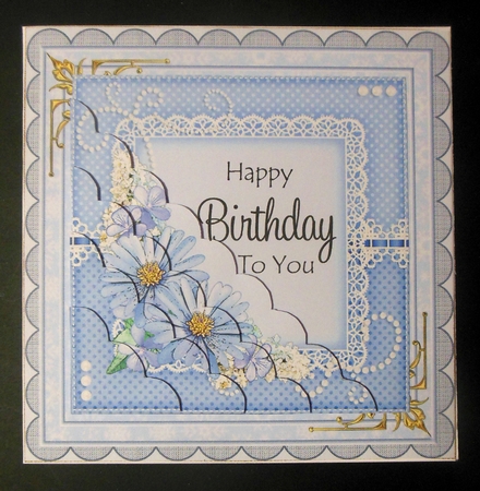 A Touch of Elegance Birthday Flowers Pearls and Lace Scalloped Corner Stacker by Hazel Sumner