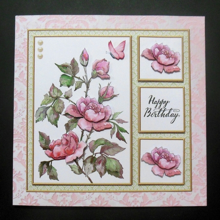 Lovely Watercolor Roses Birthday Topper - Card #2 by Hazel Sumner
