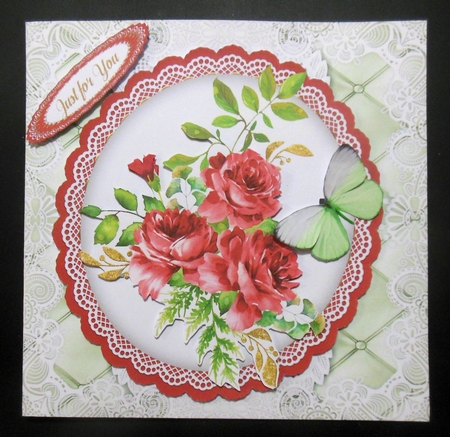 Red Roses   on a Scalloped Mat   by Hazel Sumner