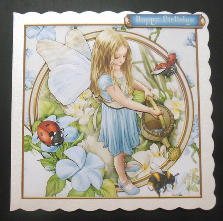 Forest Fairy Evie Light Blue 7x7 Quick Card by Hazel Sumner