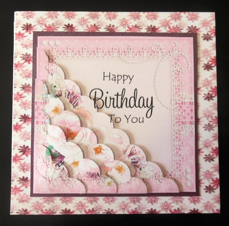 A Touch of Elegance Birthday Flowers Pearls and Lace Scalloped Corner Stacker by Hazel Sumner